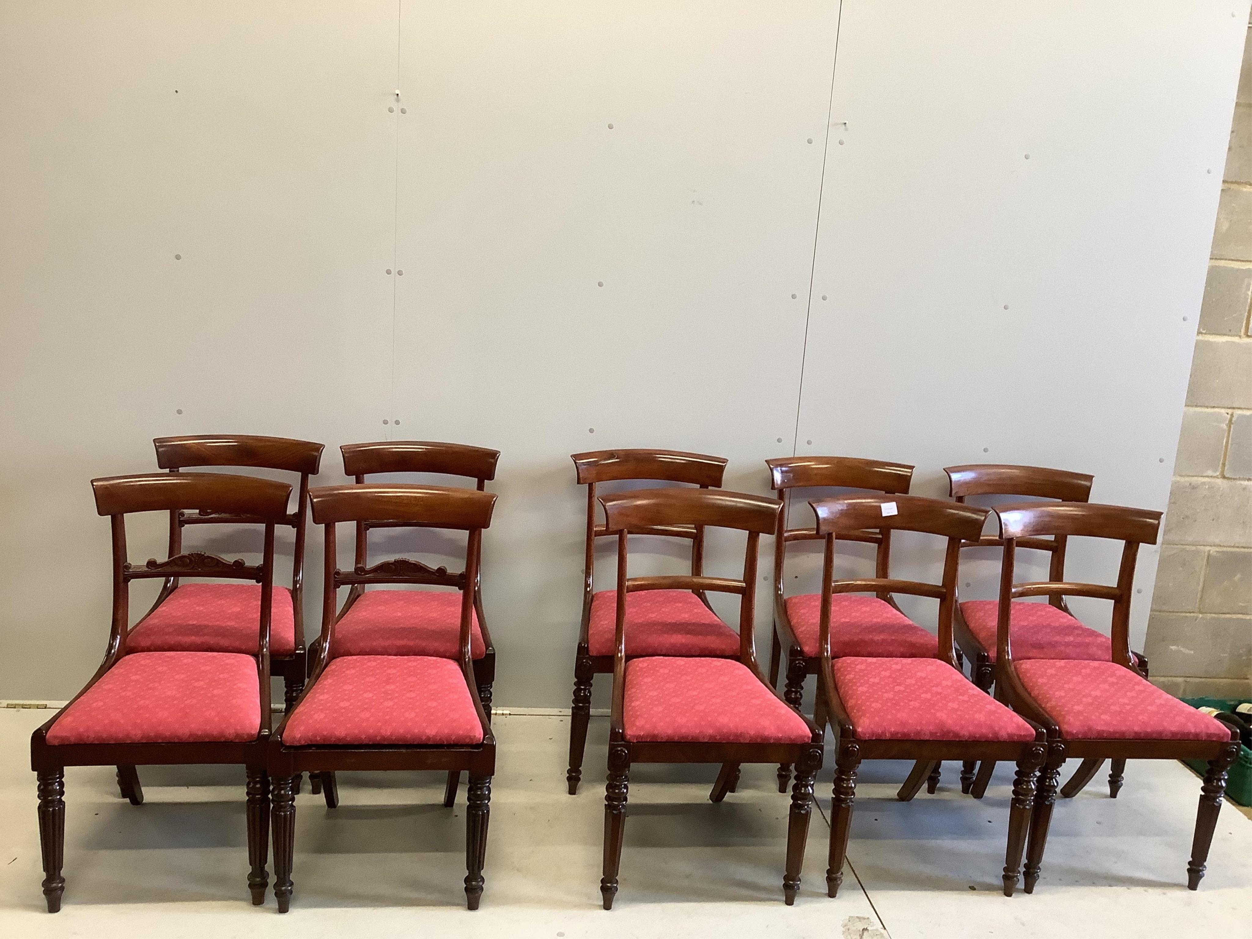 Ten Regency mahogany dining chairs, consisting a set of six and a set of four. Condition - fair to good